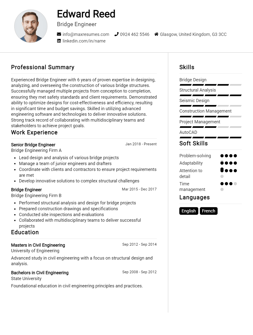 bridge-engineer-resume-sample