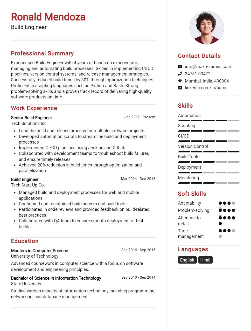build-engineer-resume-sample