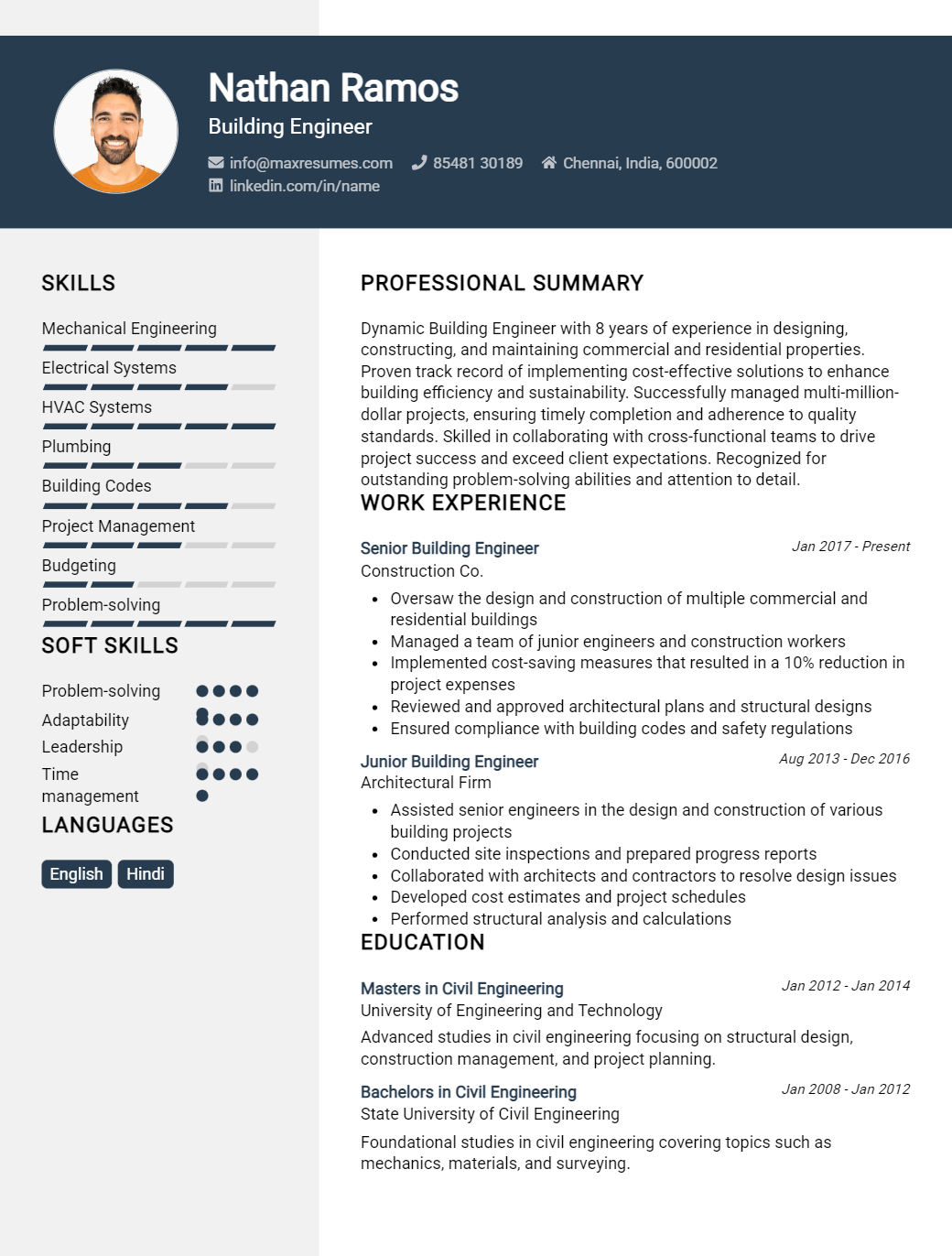 building-engineer-resume-sample