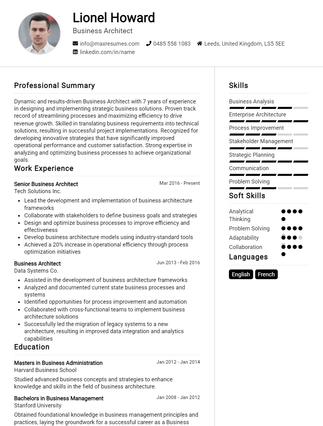 business-architect-resume-sample
