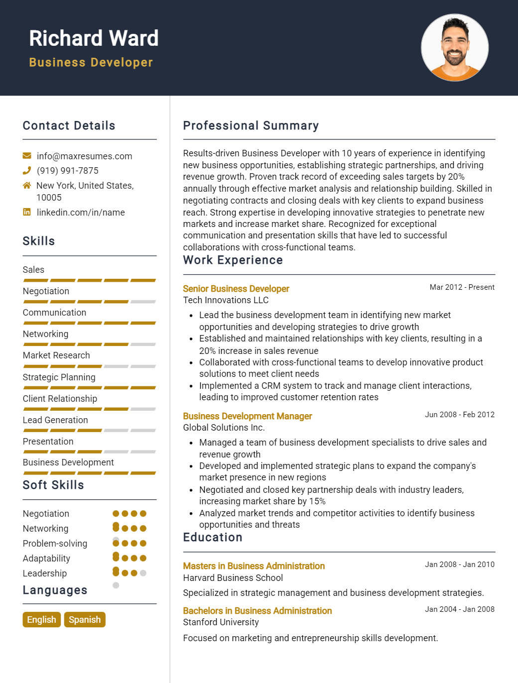 business-developer-resume-sample