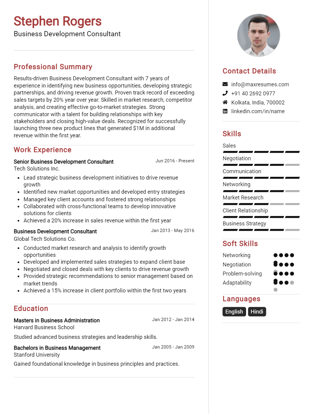 business-development-consultant-resume-sample