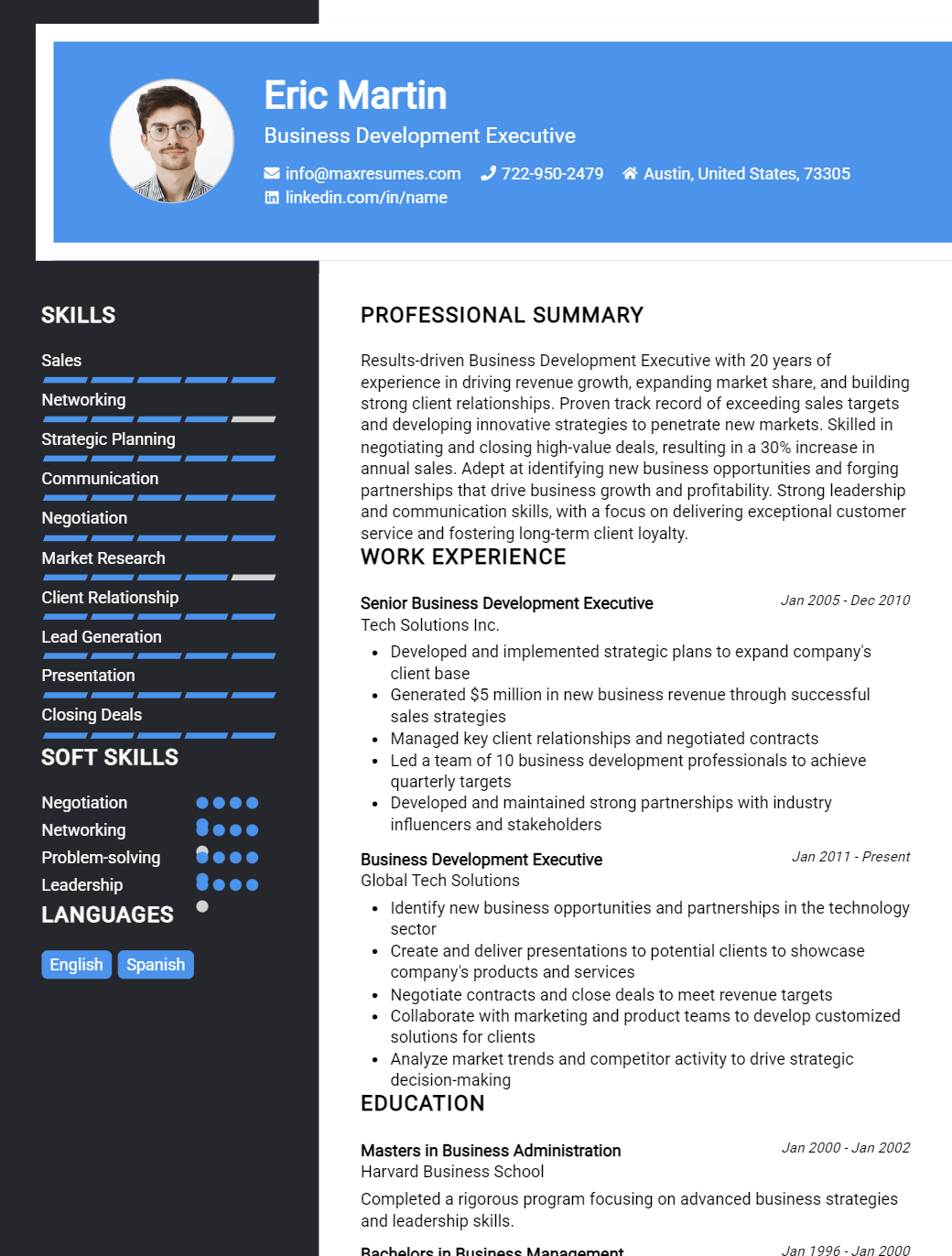business-development-executive-resume-sample