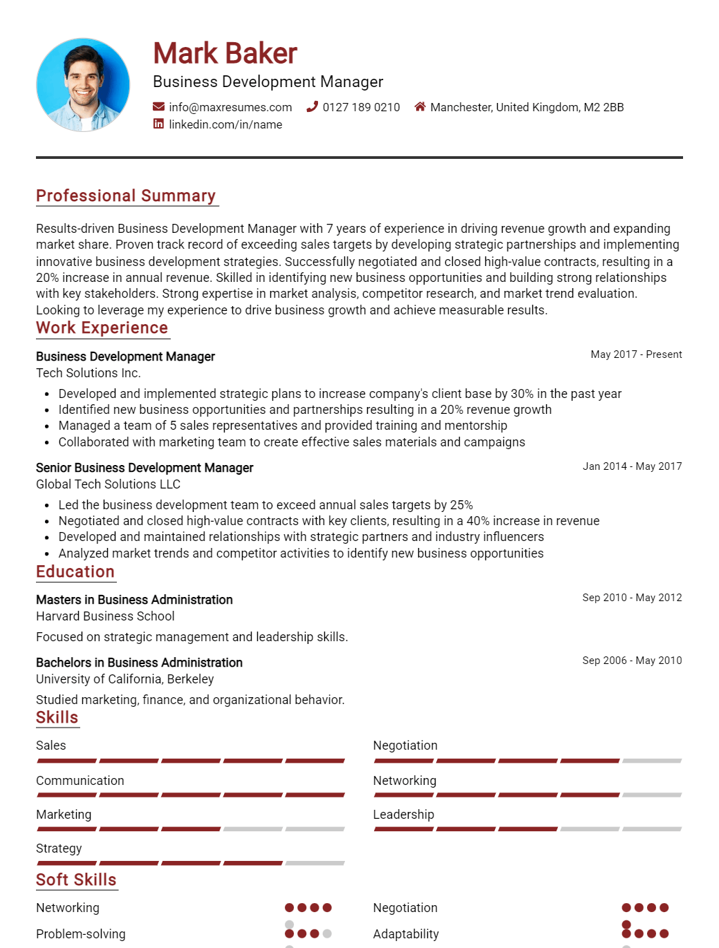 business-development-manager-resume-sample