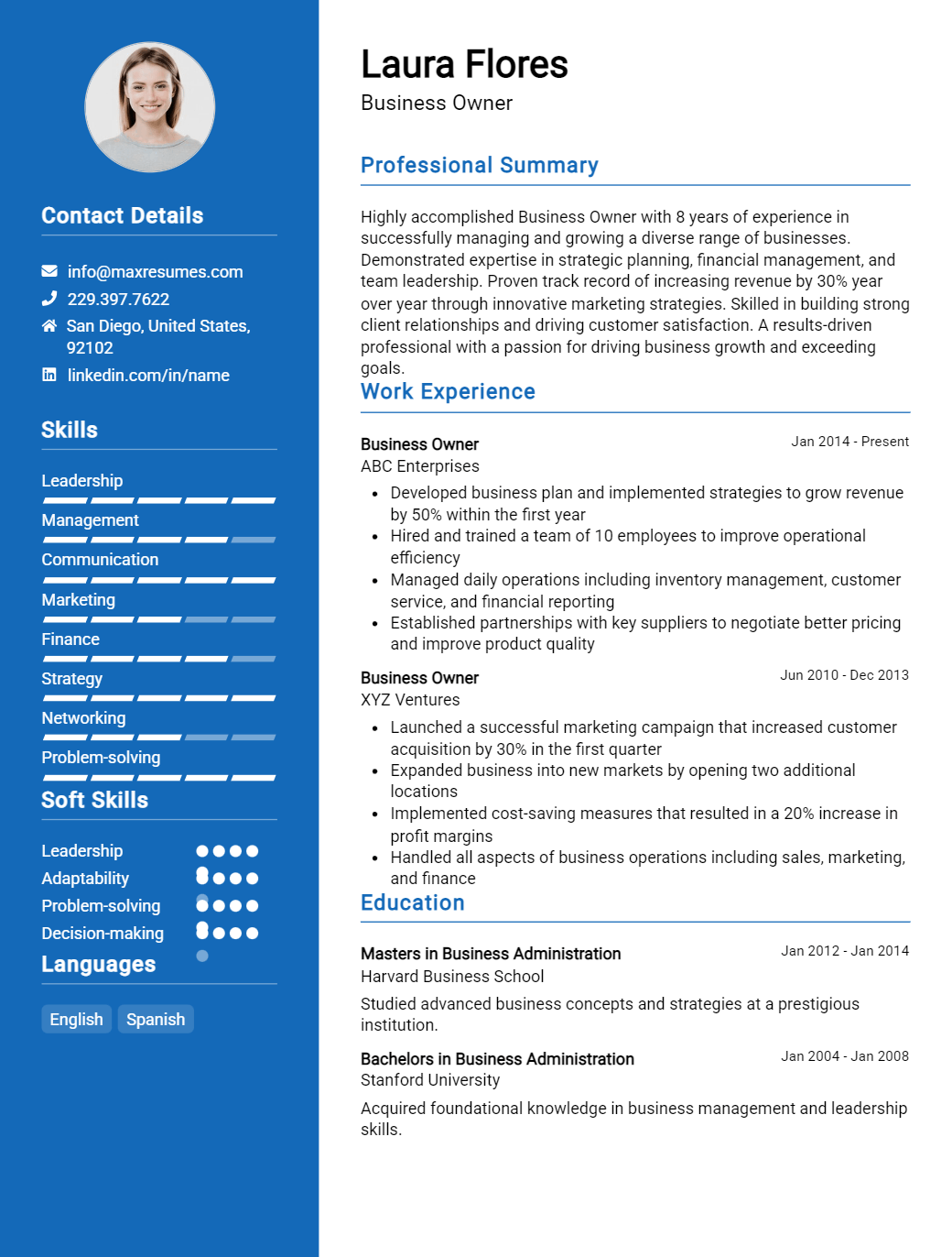 business-owner-resume-sample