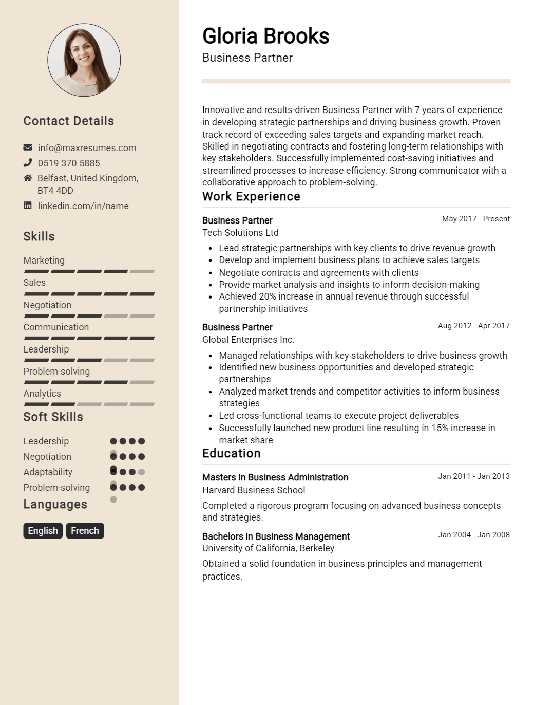 business-partner-resume-sample