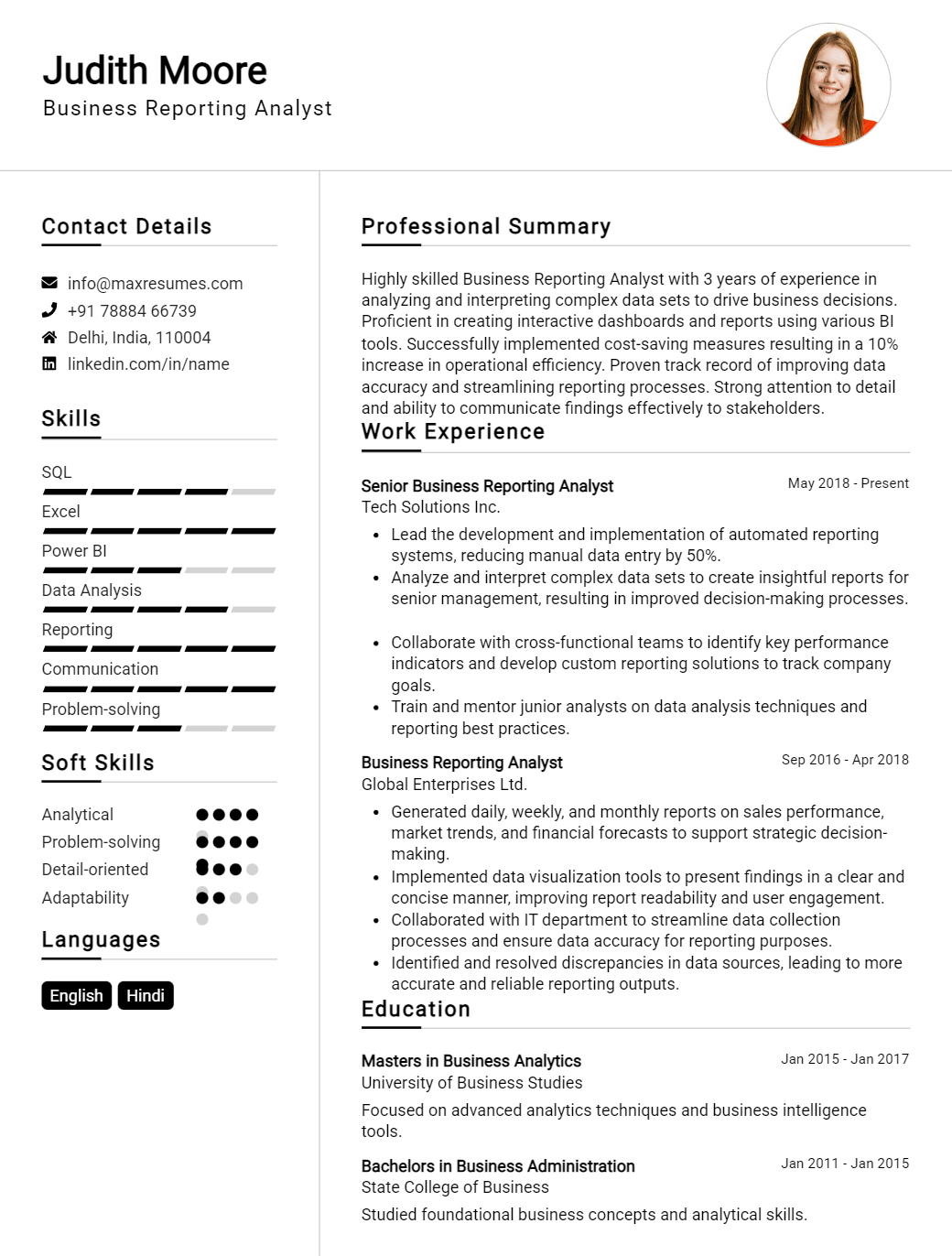 business-reporting-analyst-resume-sample