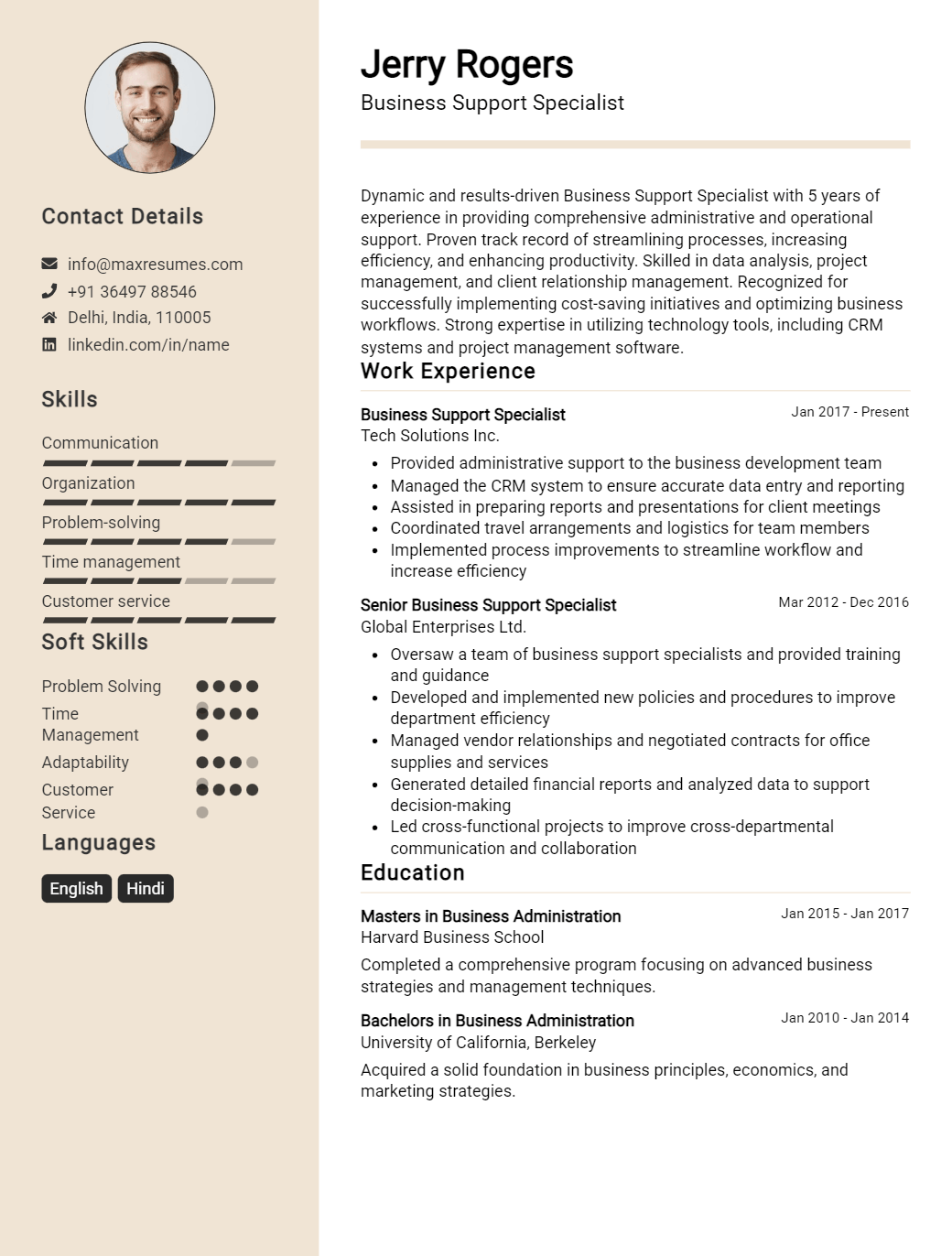 business-support-specialist-resume-sample