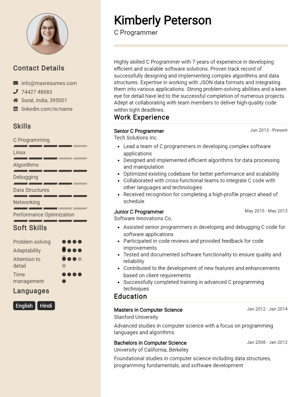 c-programmer-resume-sample