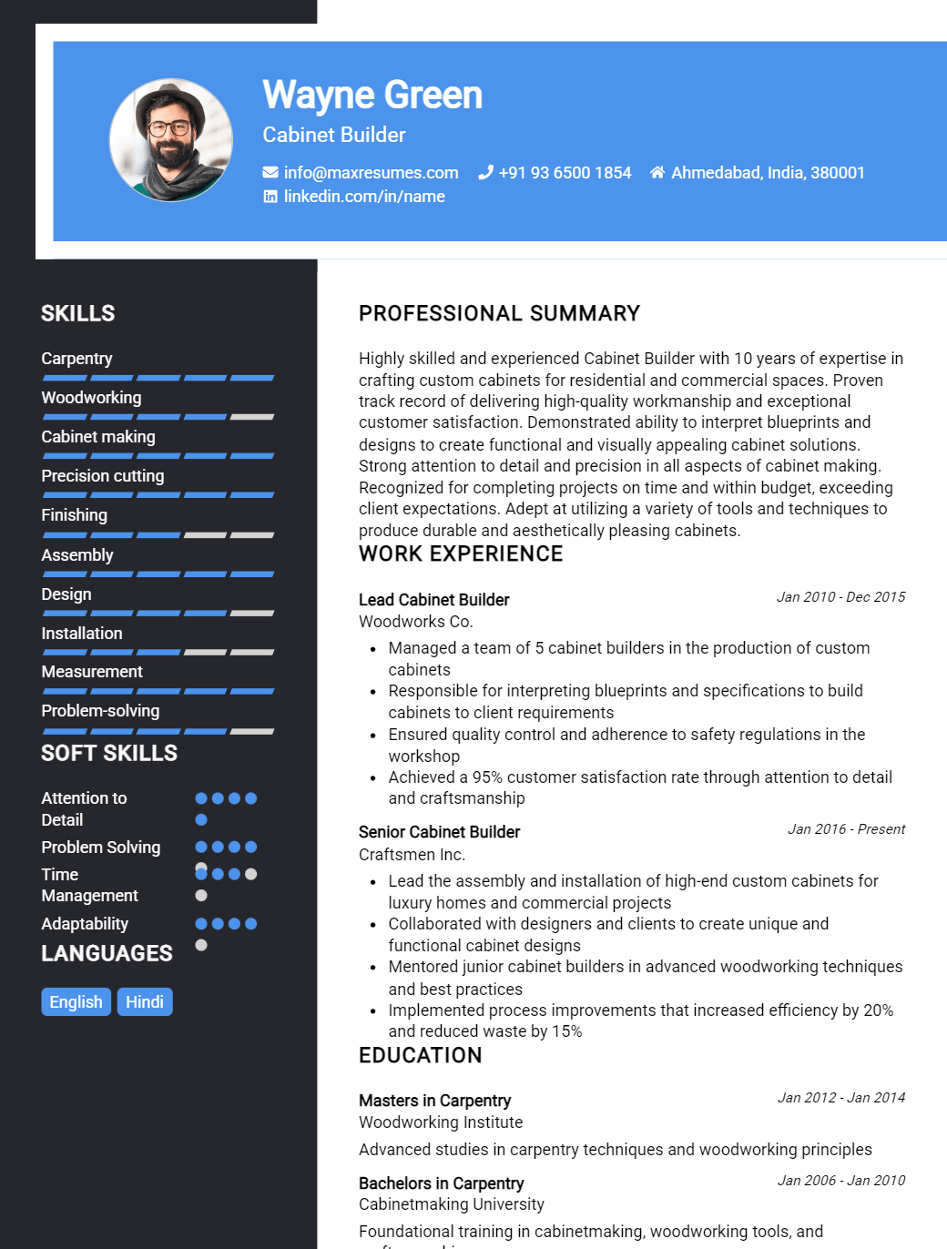 cabinet-builder-resume-sample