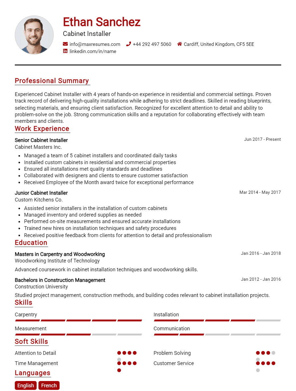 cabinet-installer-resume-sample