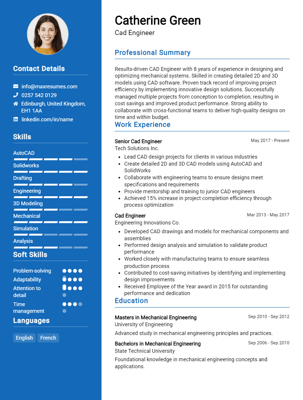 cad-engineer-resume-sample