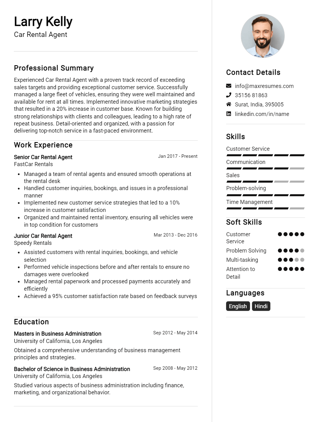 car-rental-agent-resume-sample