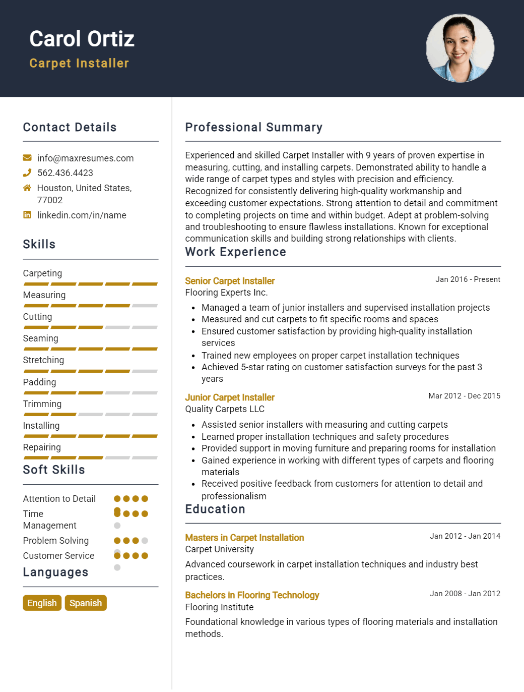 carpet-installer-resume-sample