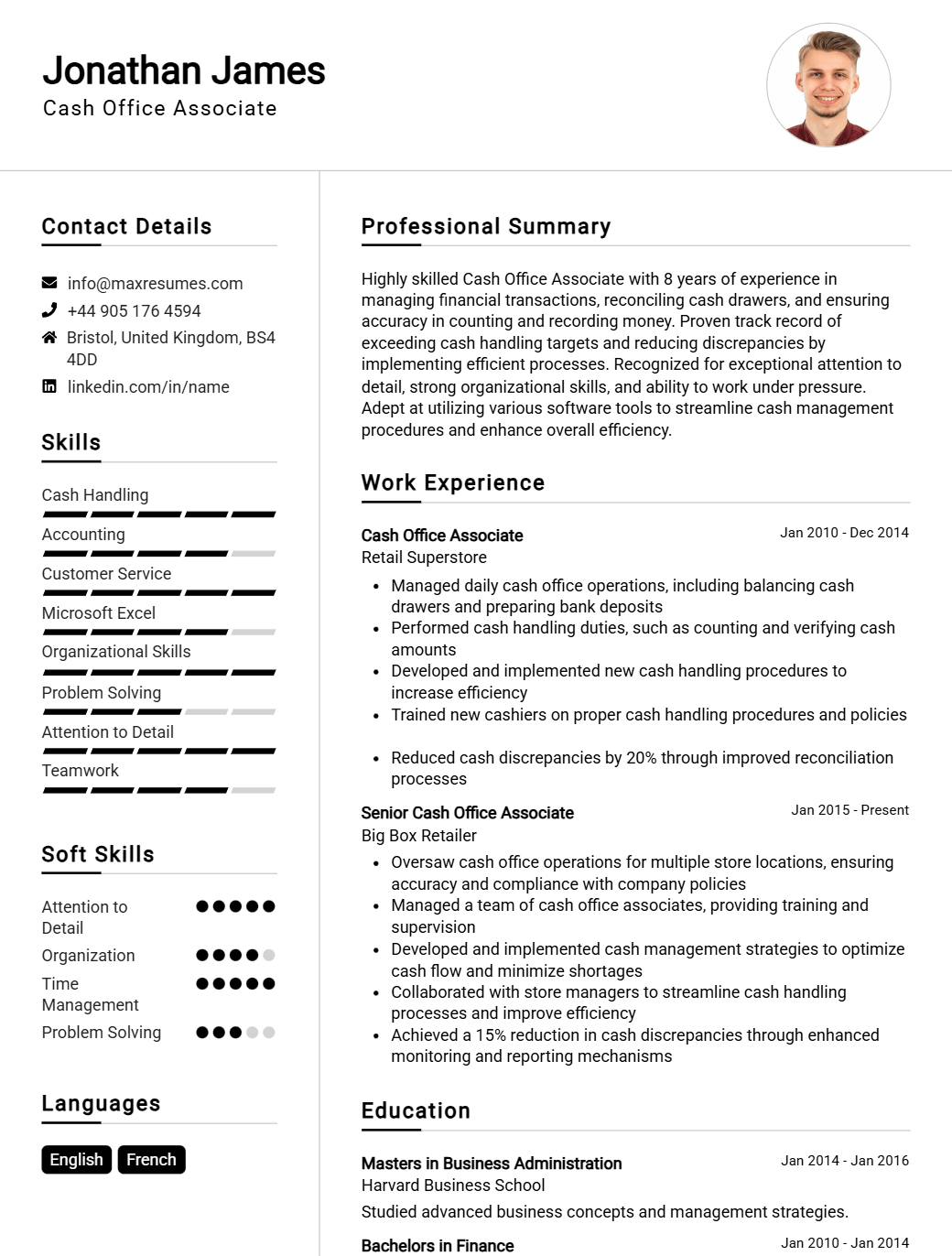cash-office-associate-resume-sample