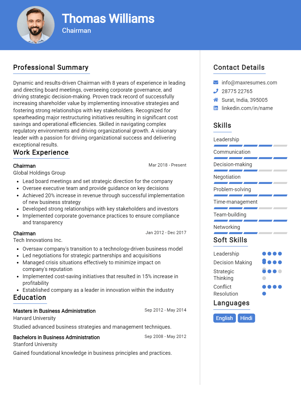 chairman-resume-sample
