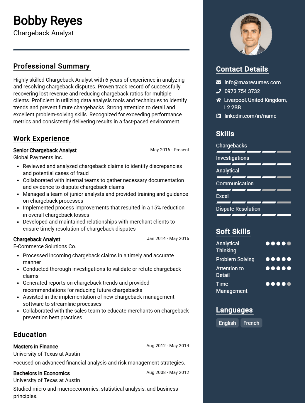 chargeback-analyst-resume-sample