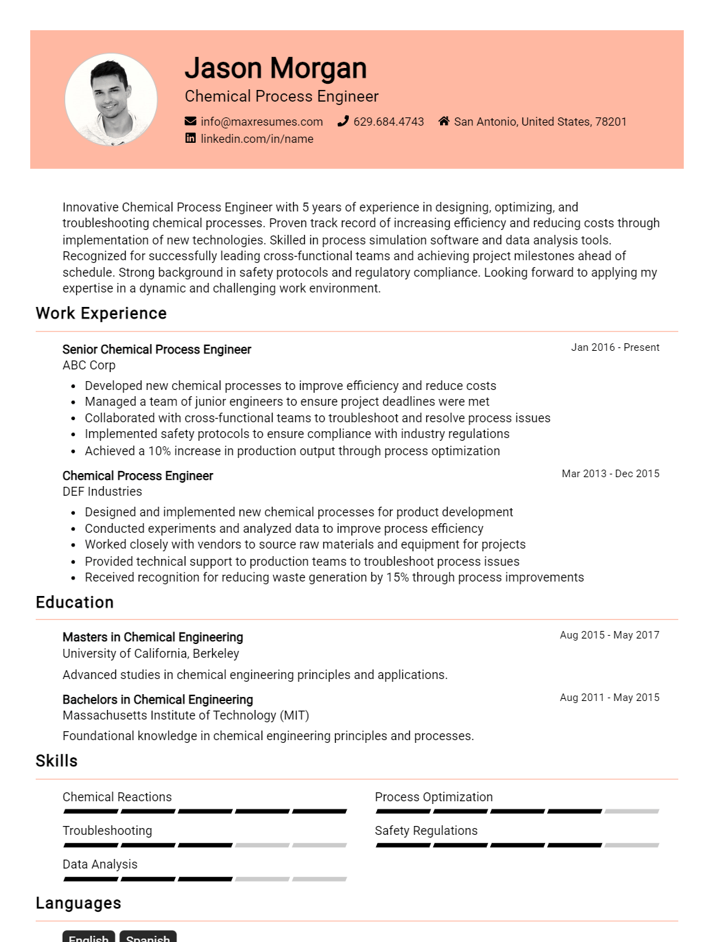 chemical-process-engineer-resume-sample
