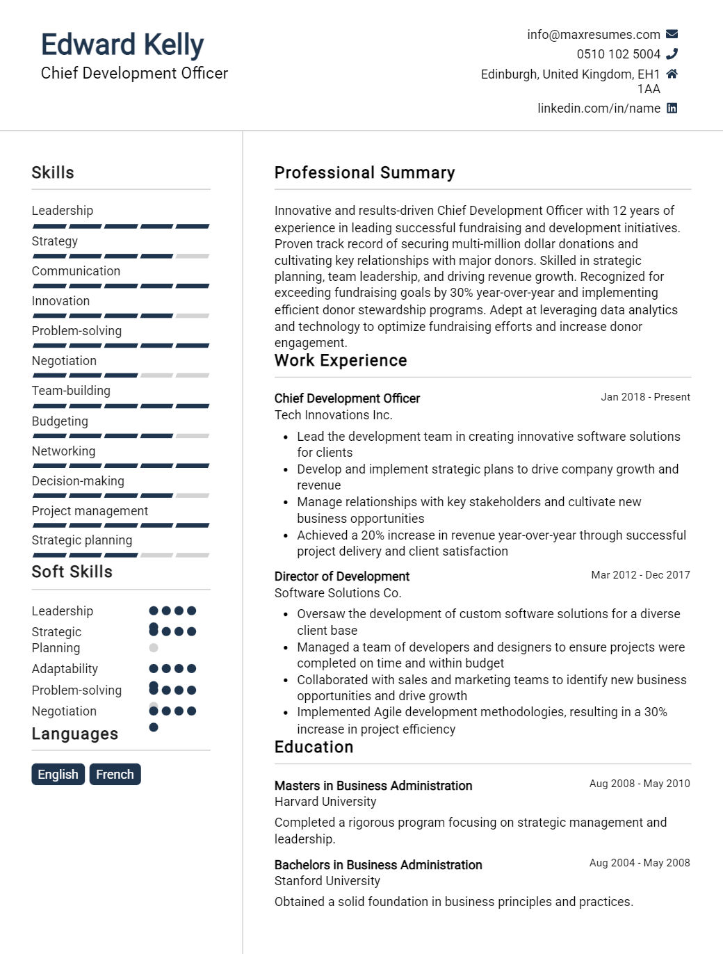chief-development-officer-resume-sample