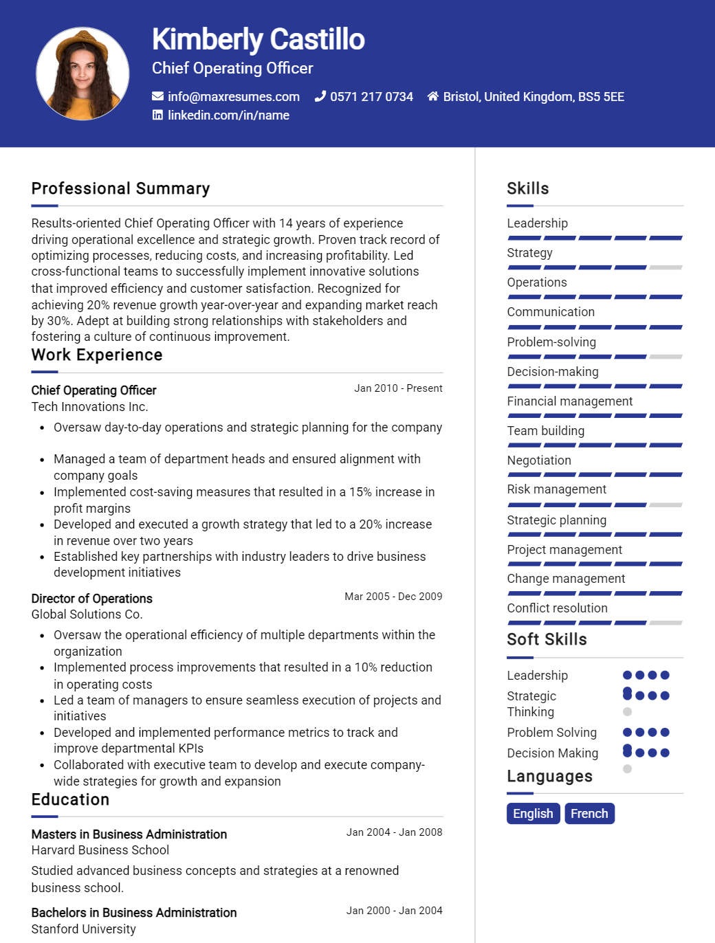 chief-operating-officer-resume-sample