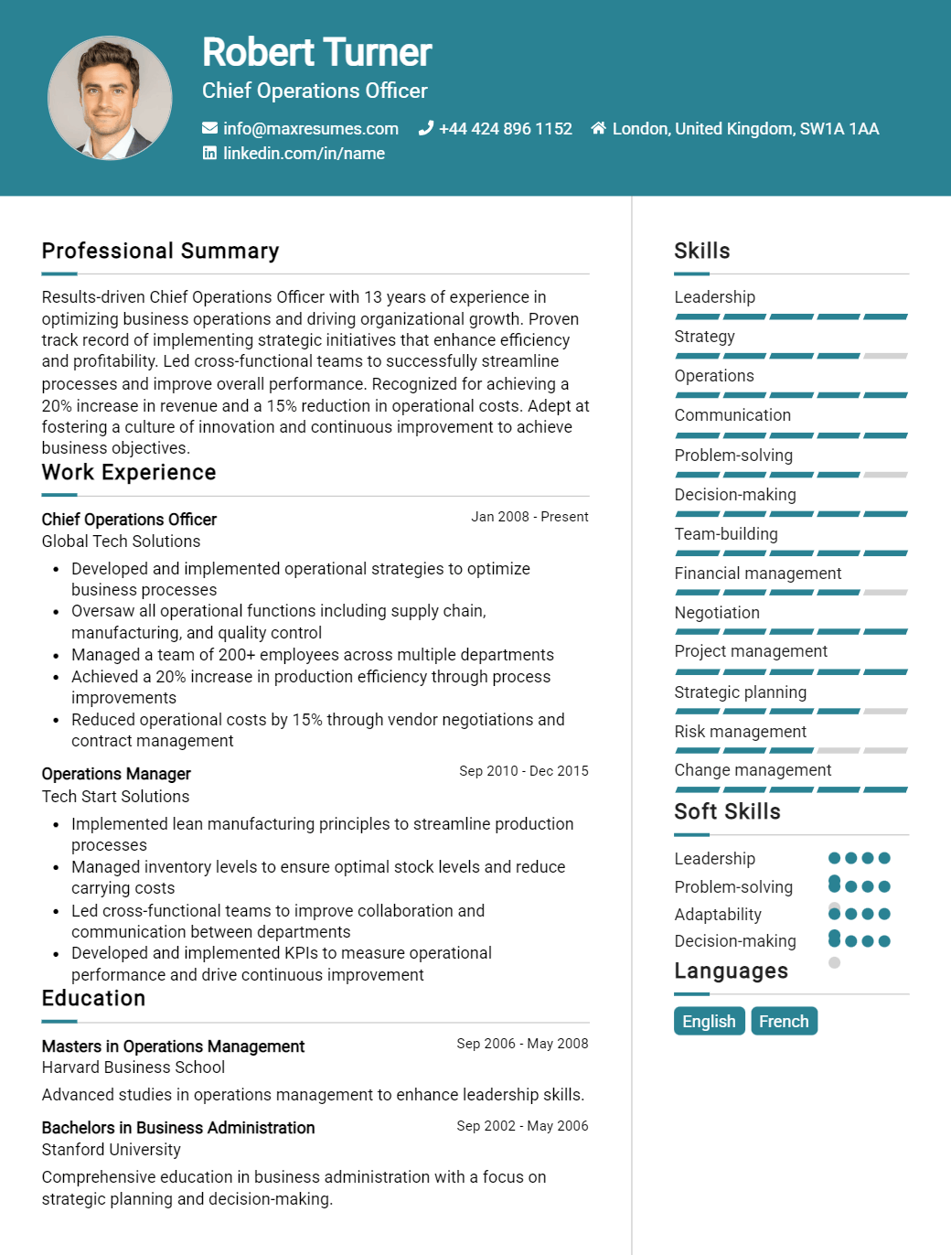chief-operations-officer-resume-sample