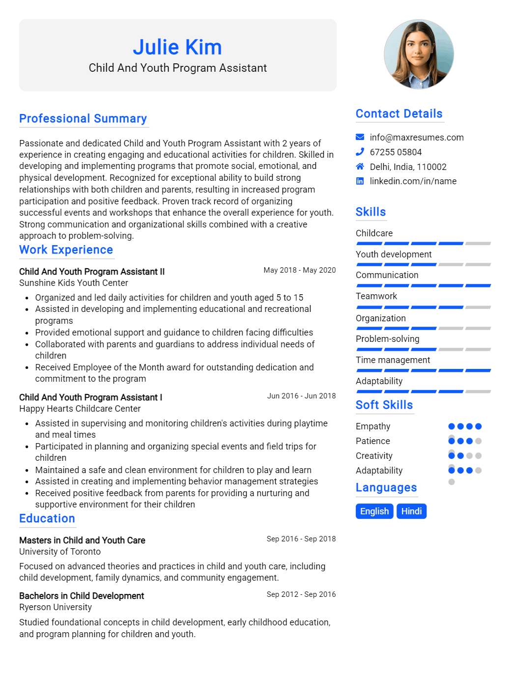 child-and-youth-program-assistant-resume-sample
