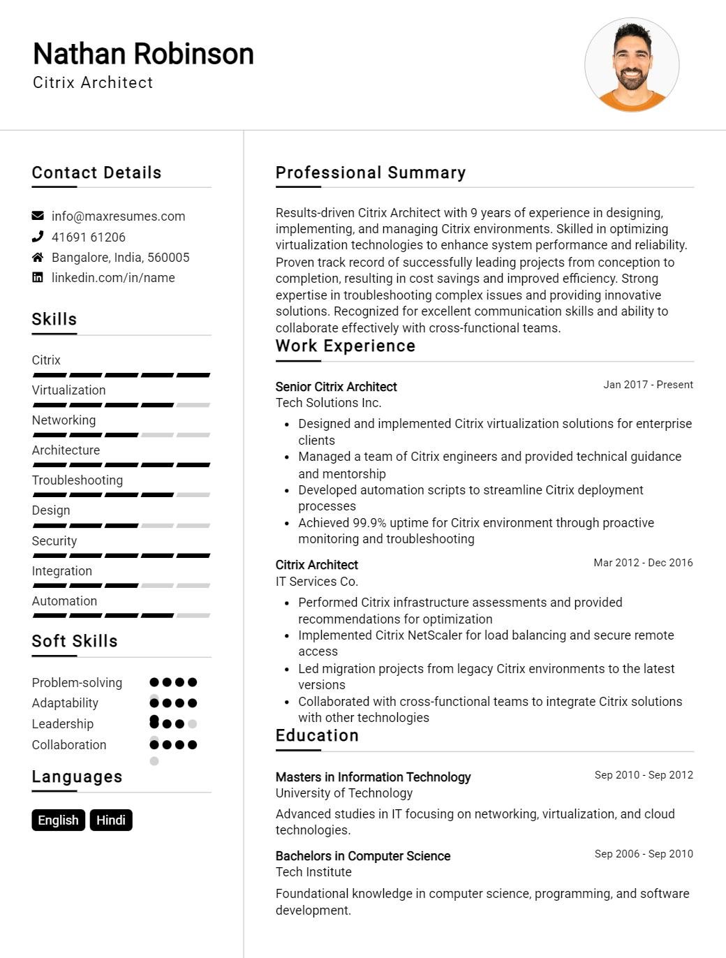 citrix-architect-resume-sample
