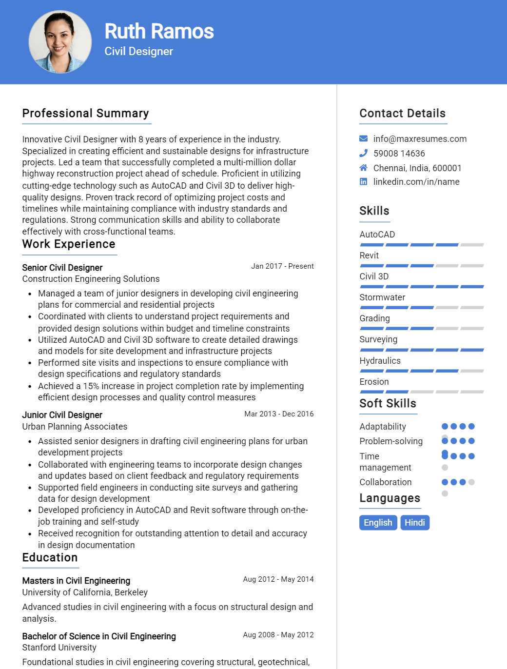 civil-designer-resume-sample