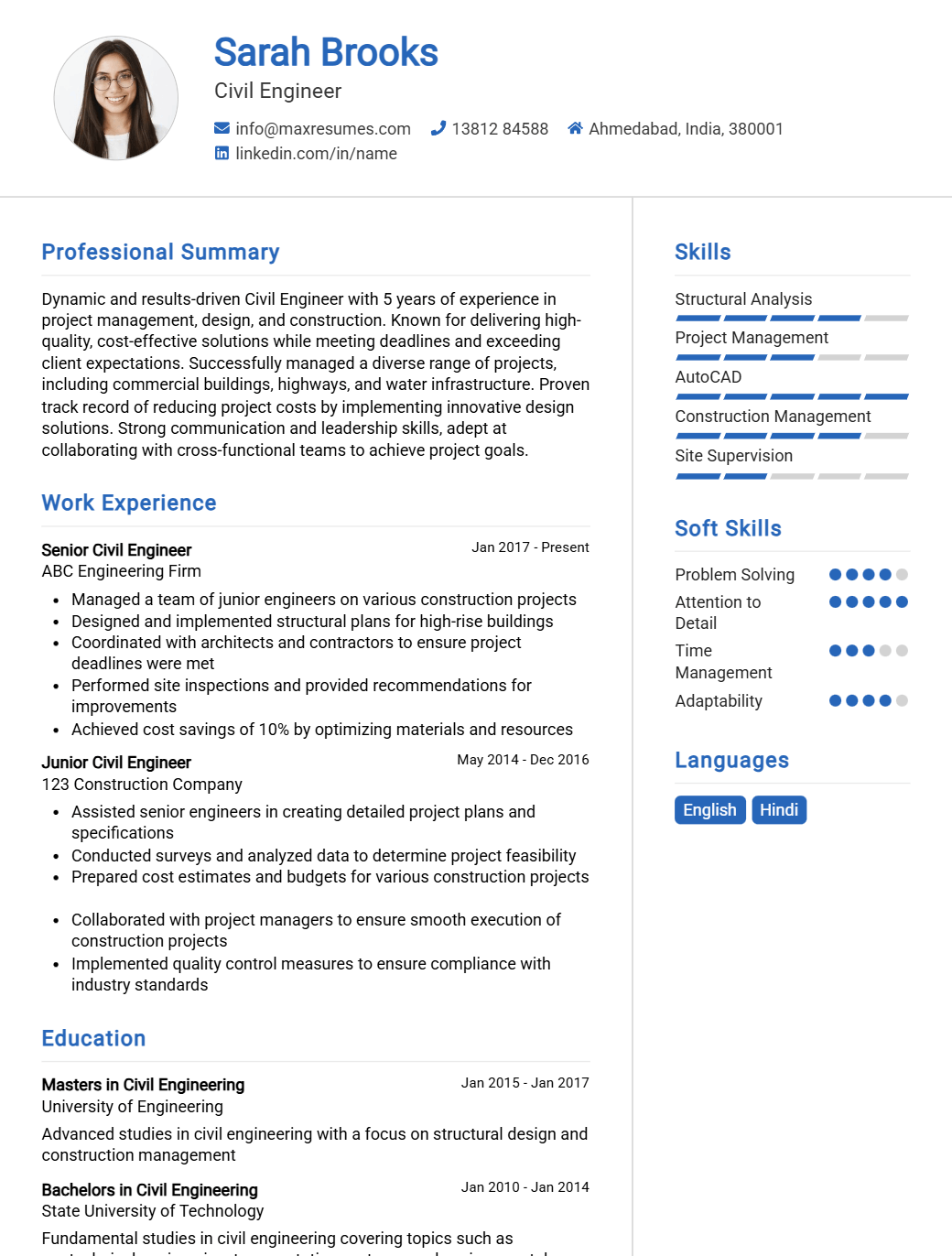 civil-engineer-resume-sample