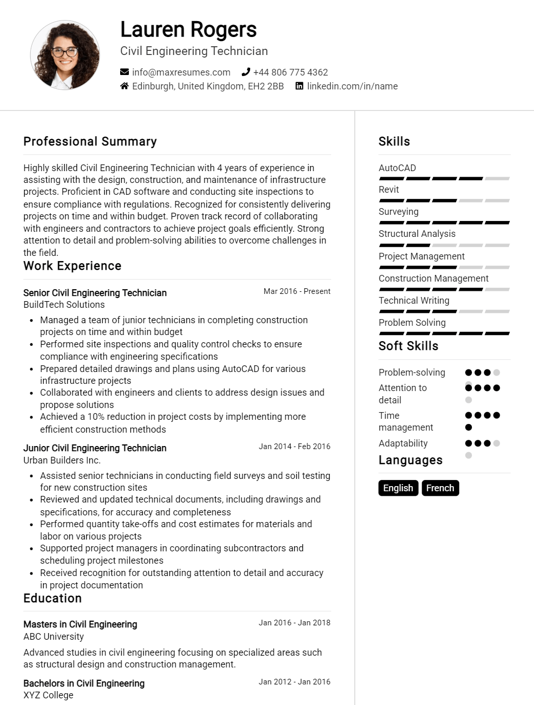 civil-engineering-technician-resume-sample