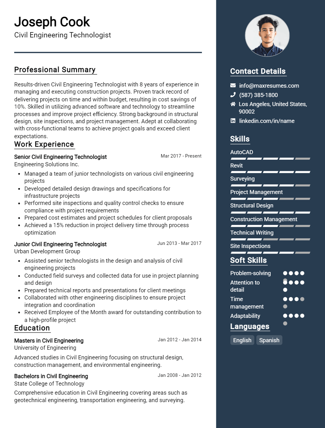 civil-engineering-technologist-resume-sample