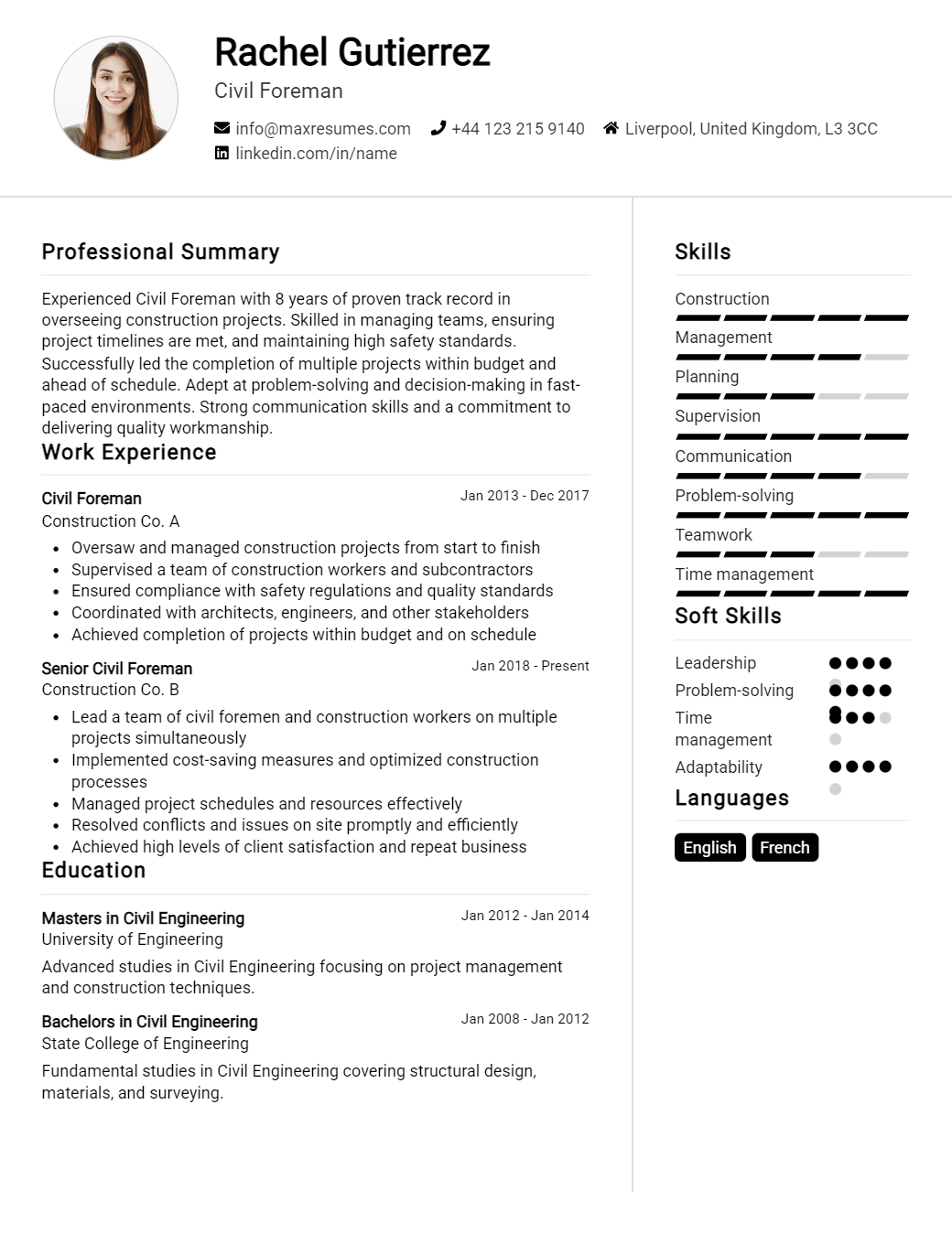 civil-foreman-resume-sample