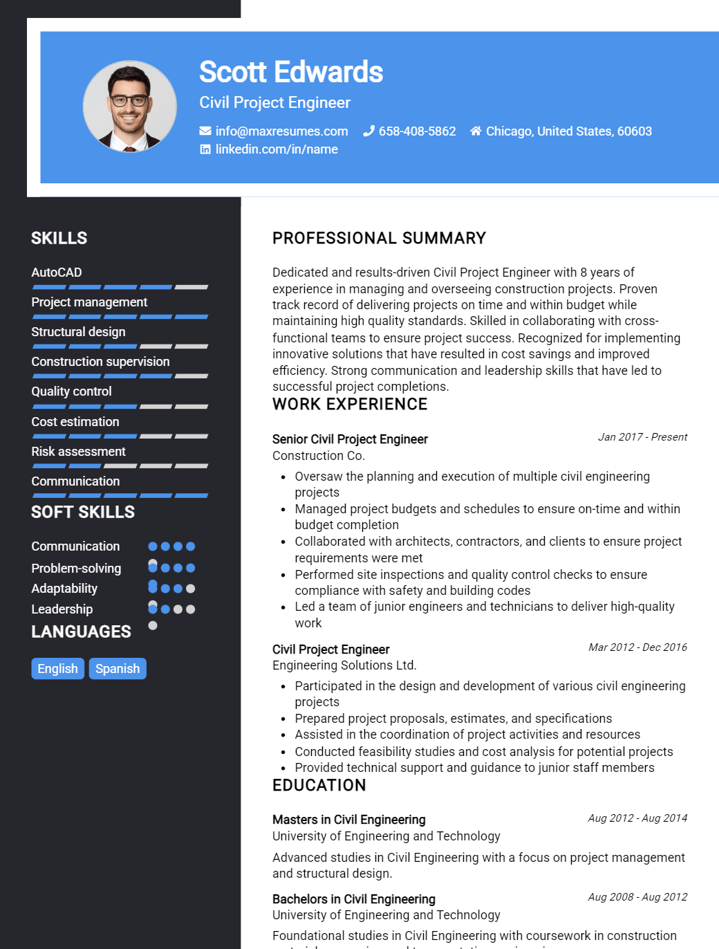 civil-project-engineer-resume-sample