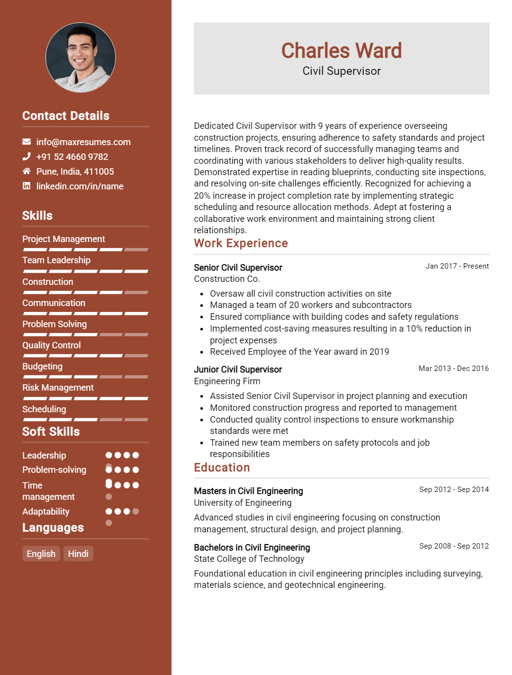 civil-supervisor-resume-sample