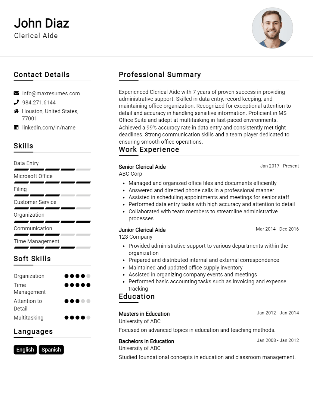 clerical-aide-resume-sample