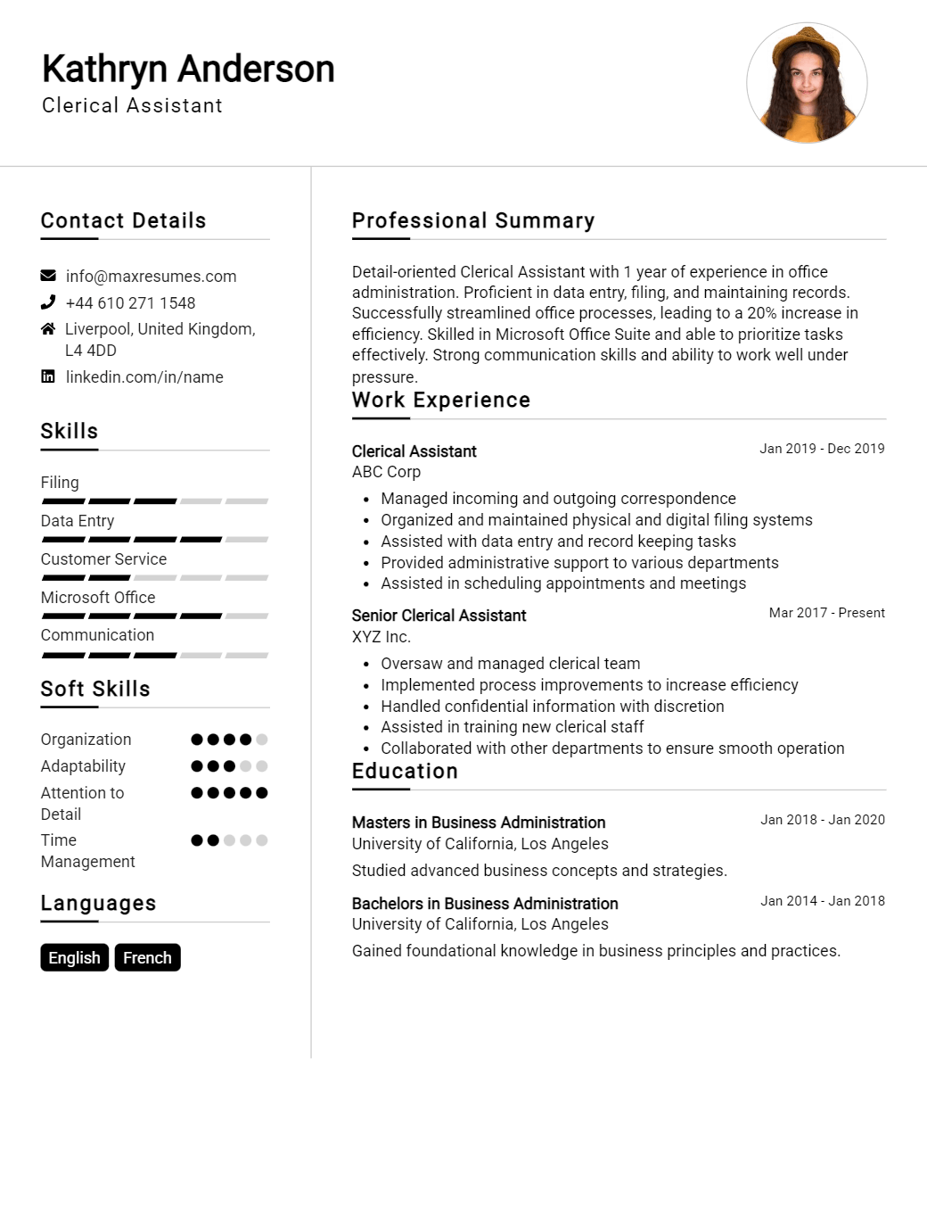 clerical-assistant-resume-sample