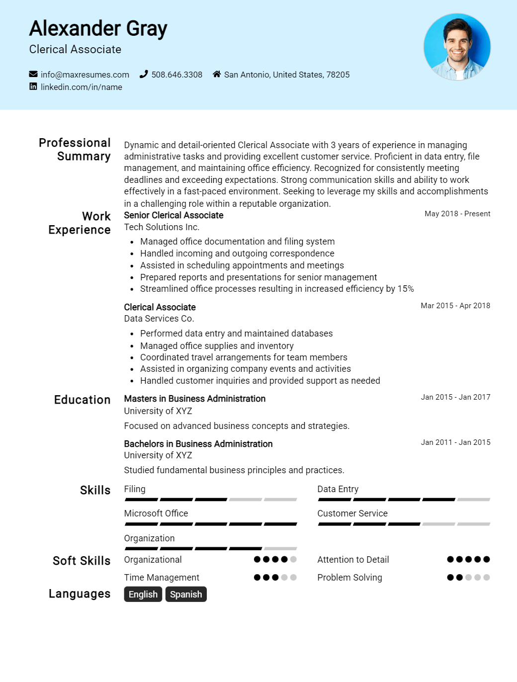 clerical-associate-resume-sample