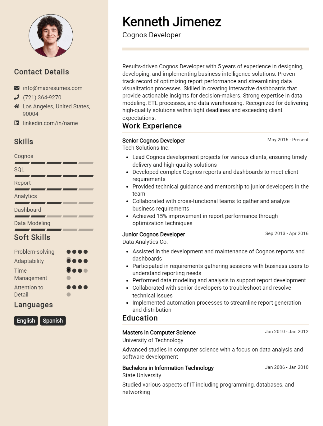 cognos-developer-resume-sample