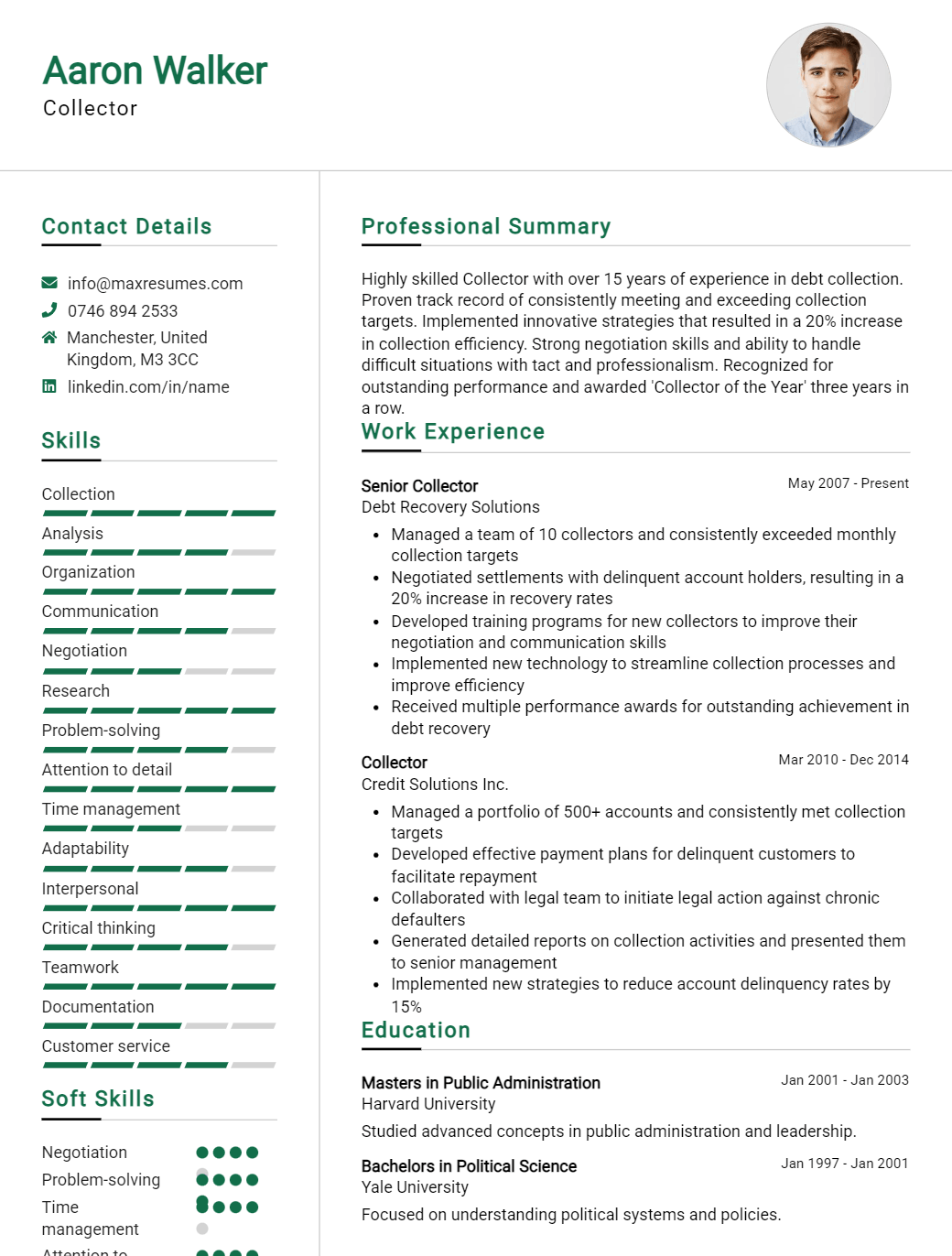 collector-resume-sample