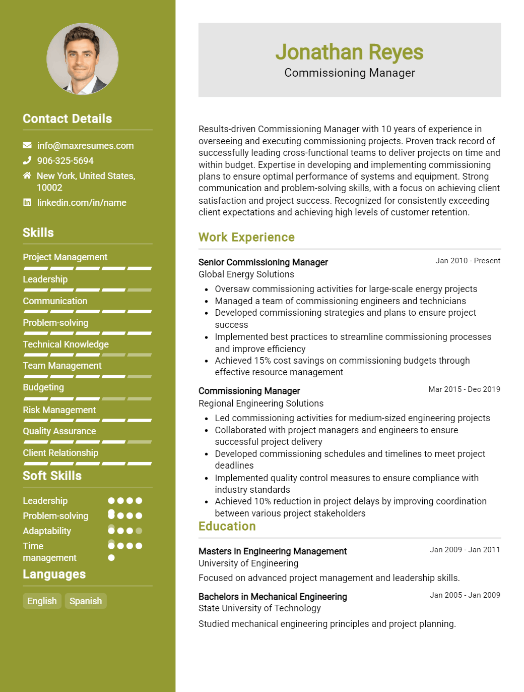 commissioning-manager-resume-sample