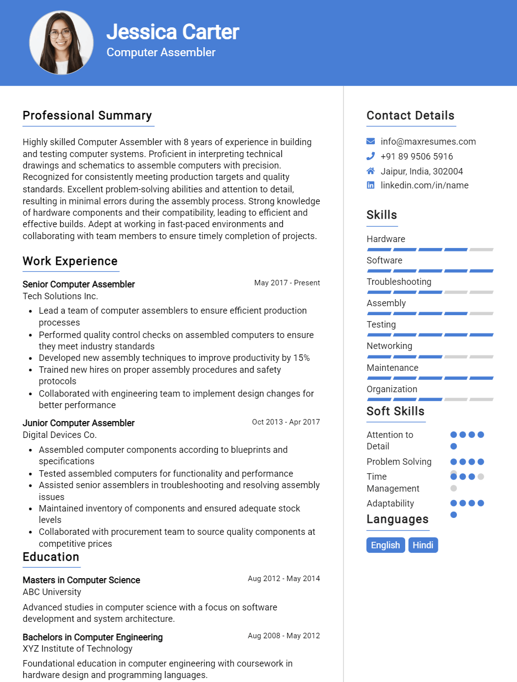 computer-assembler-resume-sample
