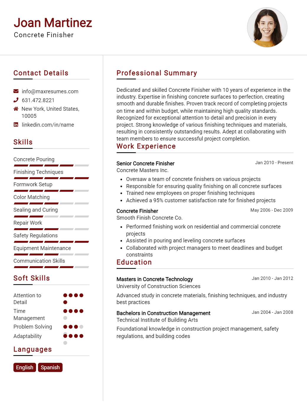 concrete-finisher-resume-sample