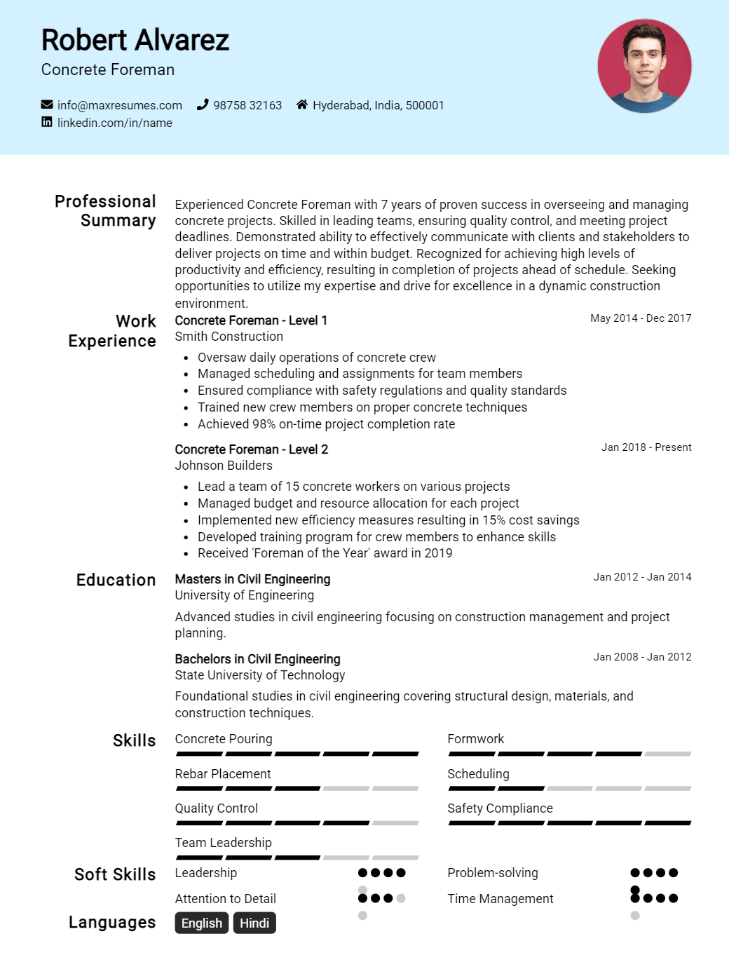 concrete-foreman-resume-sample
