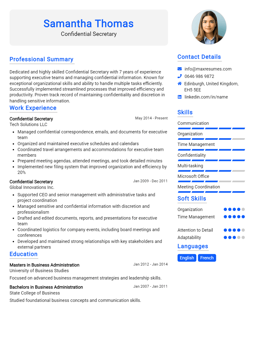 confidential-secretary-resume-sample