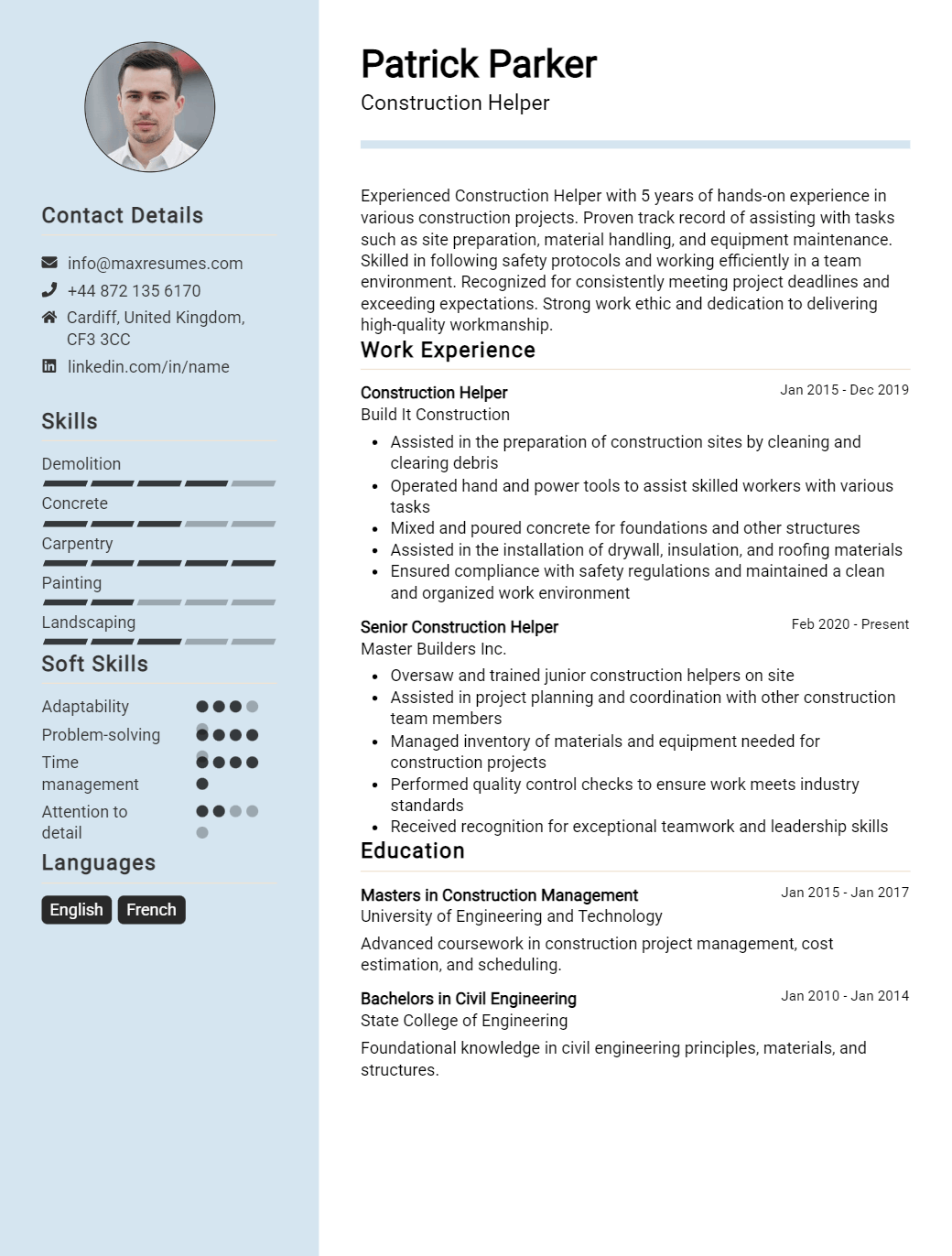 helper-resume-sample