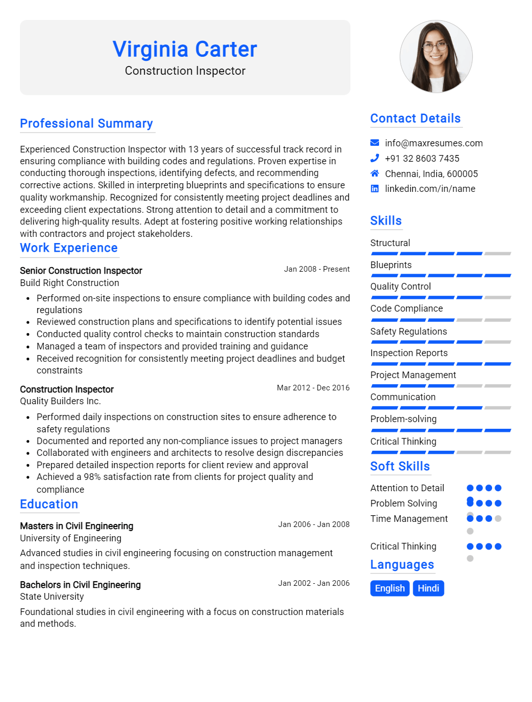 inspector-resume-sample