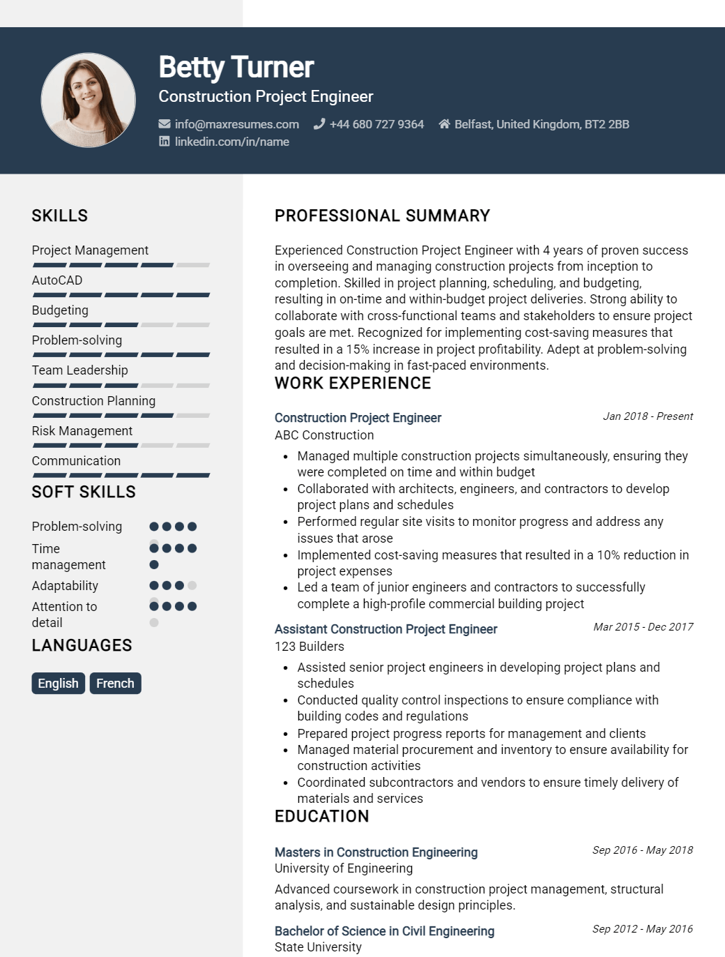 project-engineer-resume-sample