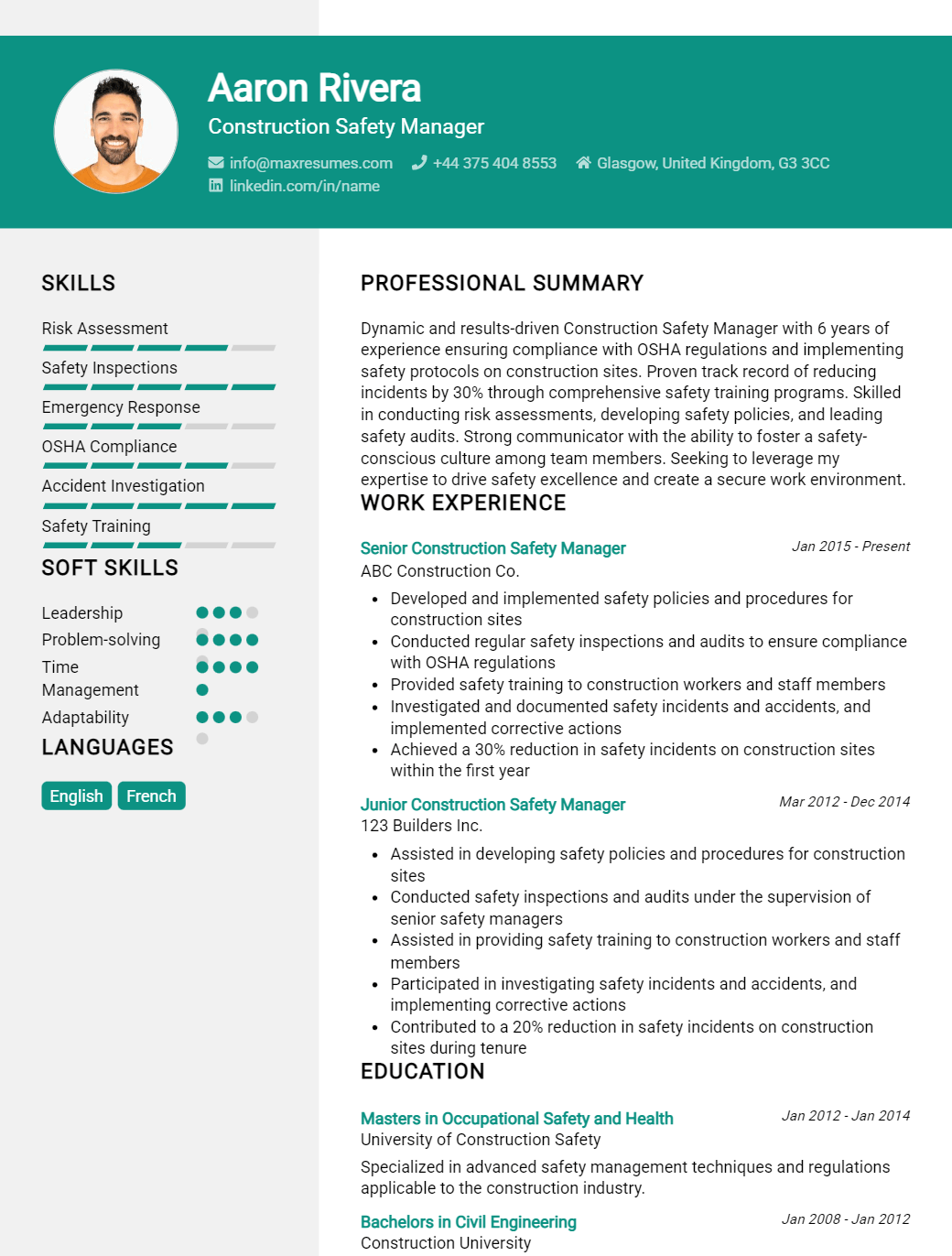 safety-manager-resume-sample
