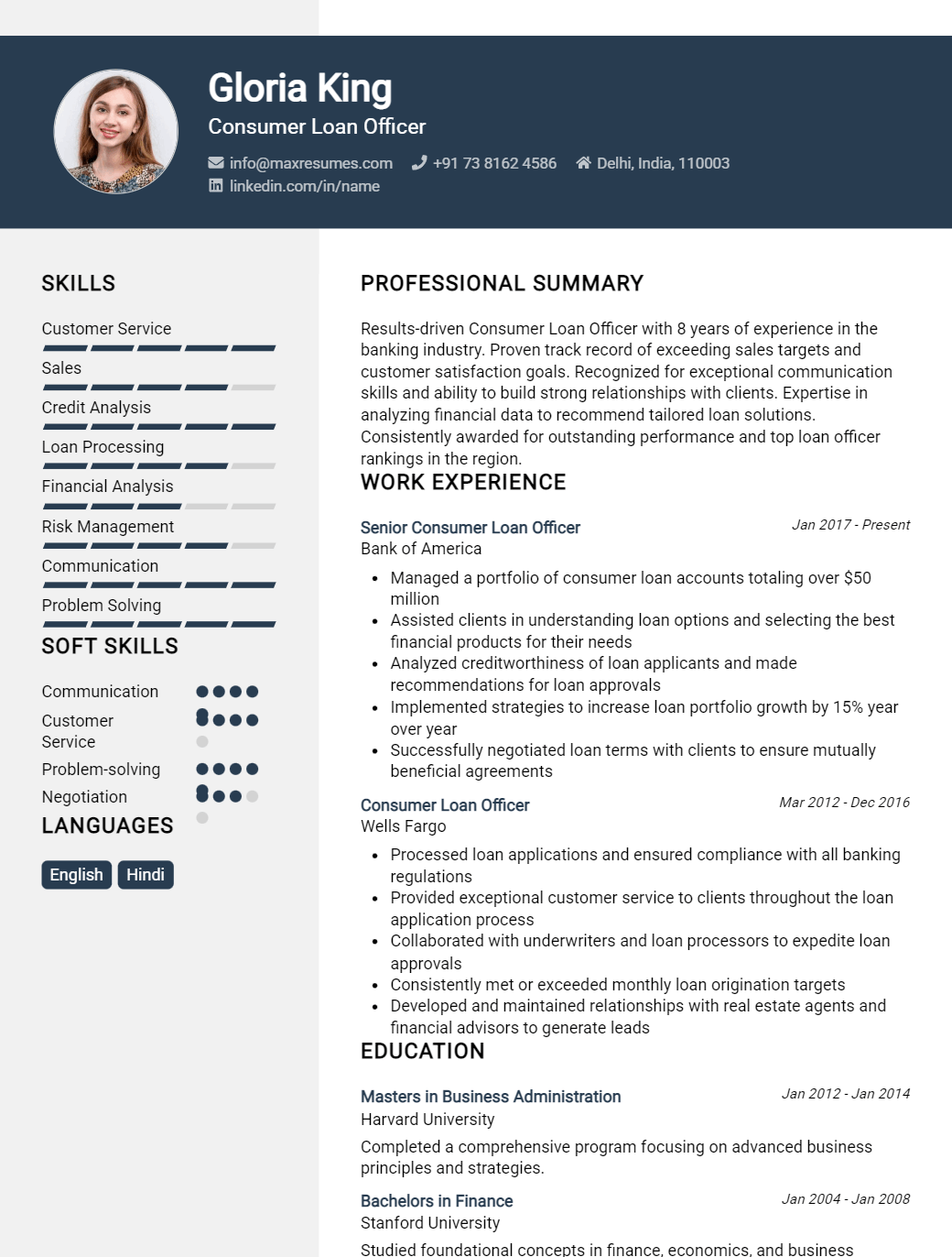 consumer-loan-officer-resume-sample