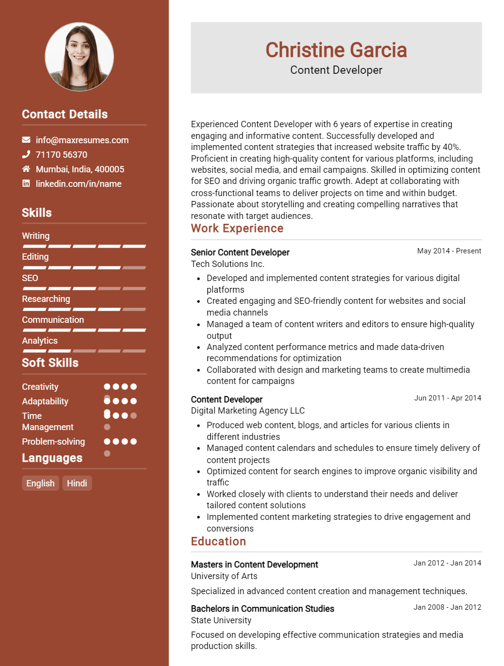 content-developer-resume-sample